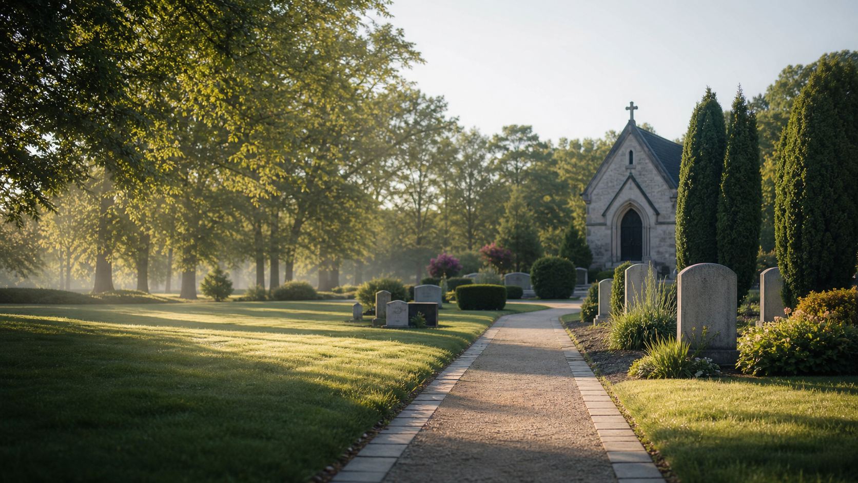 Chapel cemetery grounds prepared for a quiet service